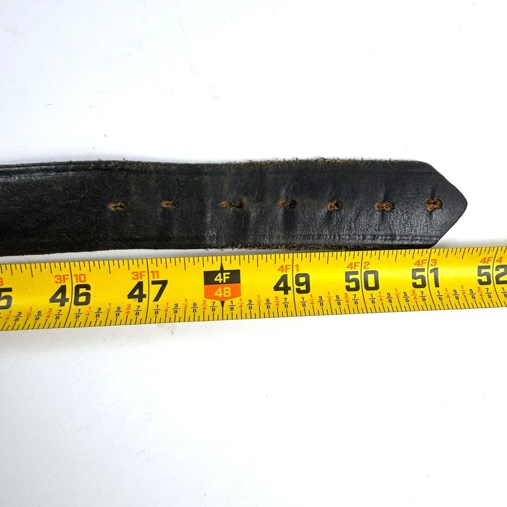 Leather Belt Mens Black 48 Top Grain Cowhide Made in USA Western Americana VTG